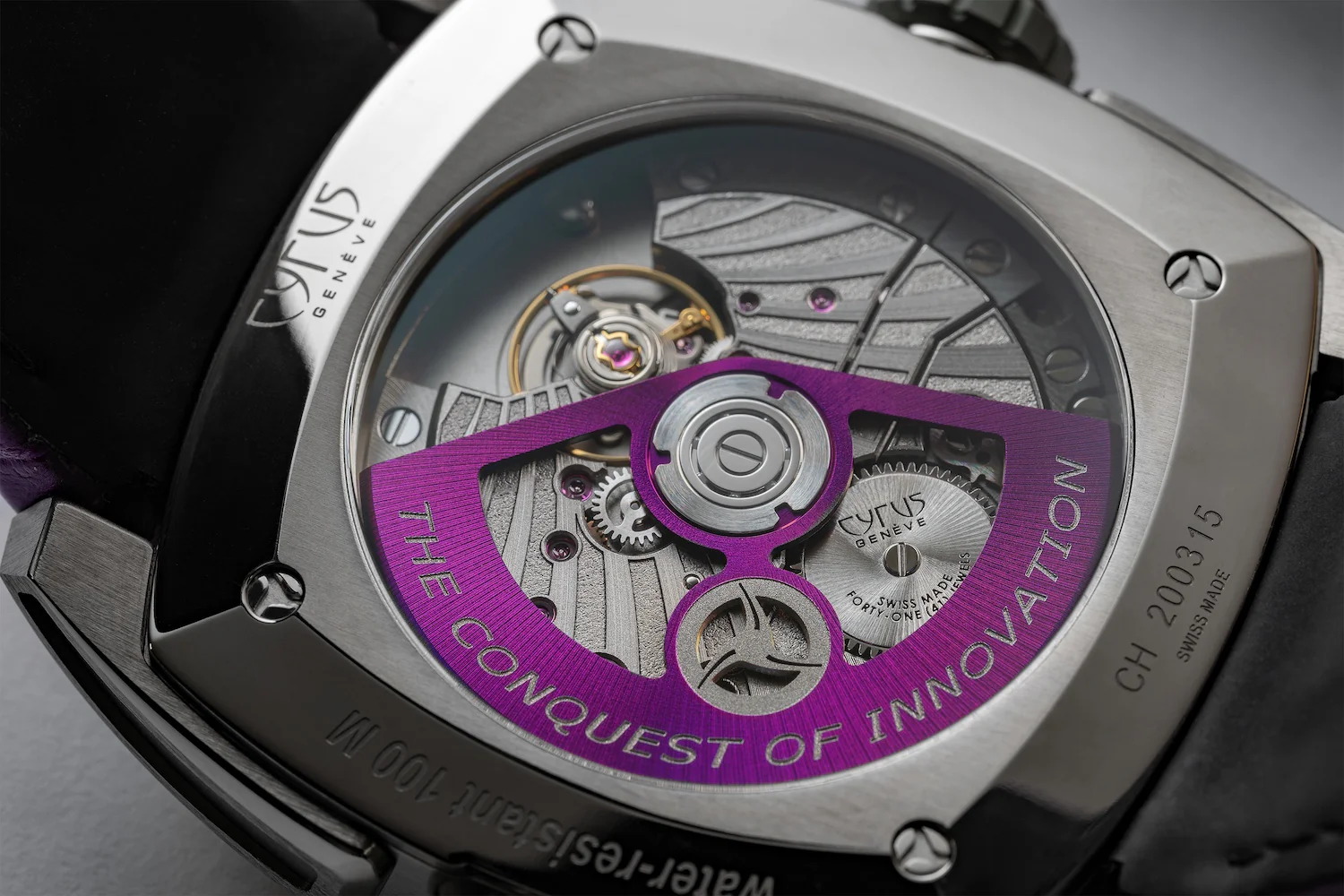 Cyrus Klepcys GMT Titanium Royal Purple Alligator Watch - Image 5
