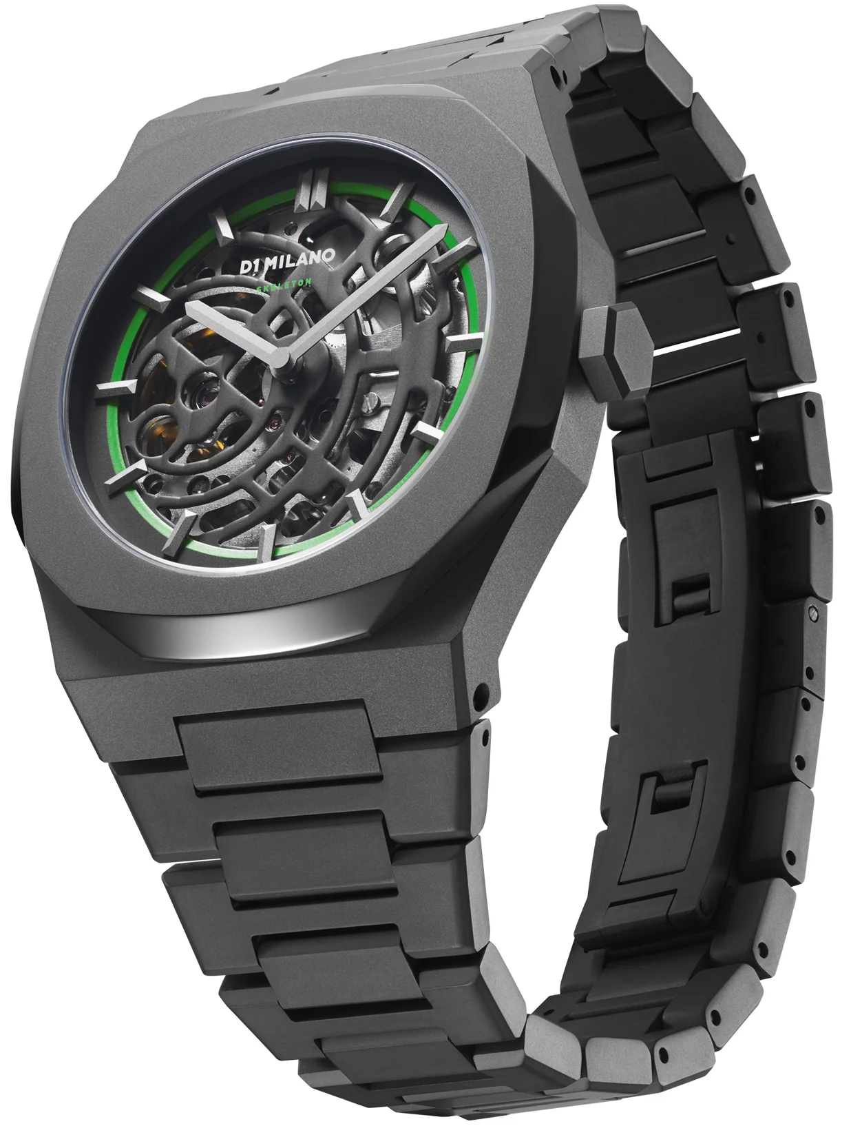 D1 Milano Watch Skeleton Sandblast Green Bracelet D - Image 3