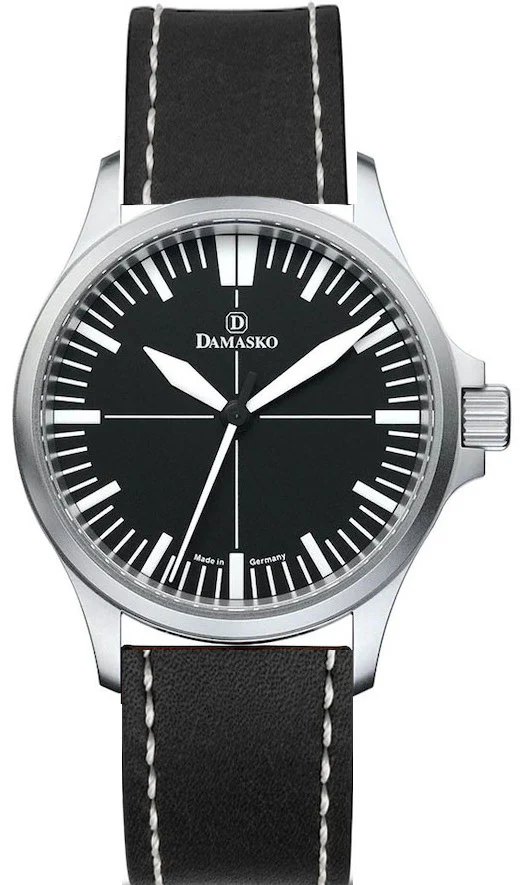 Damasko Watch DK30 Black Single Stitch Leather Pin