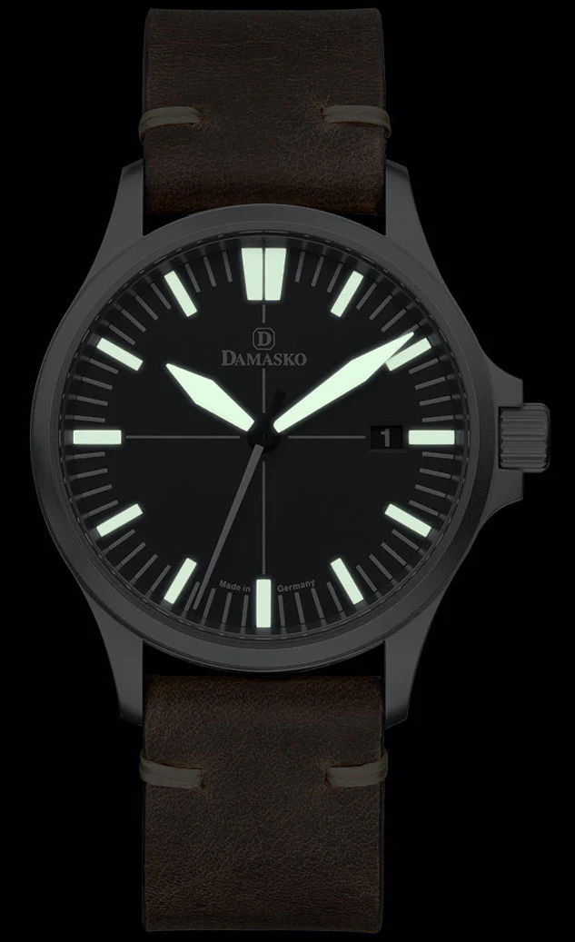 Damasko Watch DK32 Black Vintage Mocha Leather Pin - Image 2