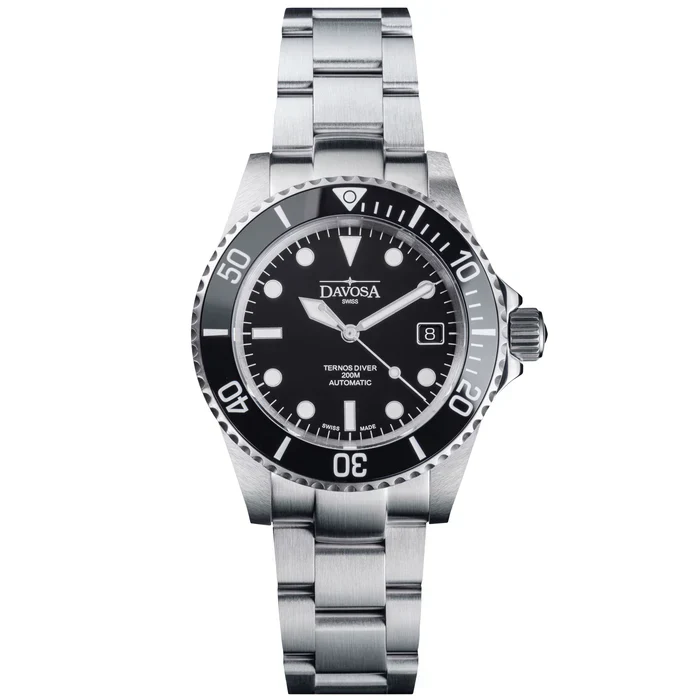 Davosa Watch Ternos Diver Black Dial Tri Link