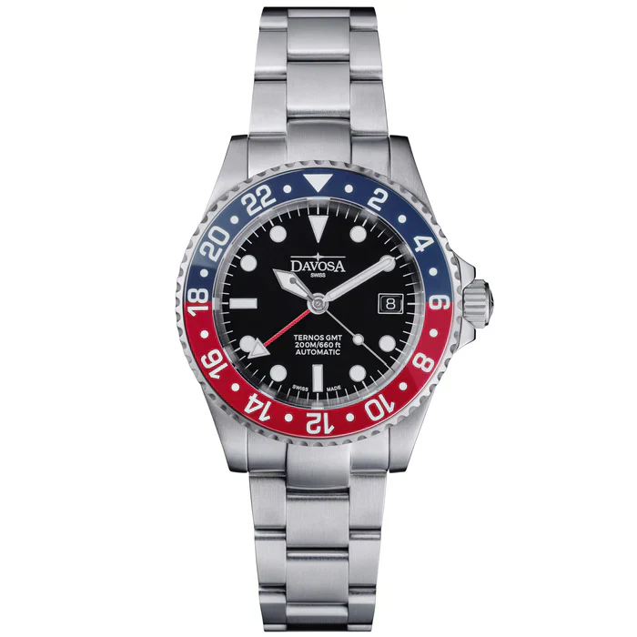 Davosa Watch  Ternos GMT Red and Blue Tri Link