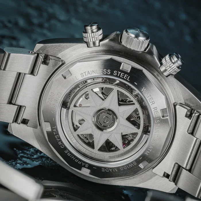 Davosa Watch Ternos Professional Chronograph Black Dial Tri Link Bracelet Watch - Image 7