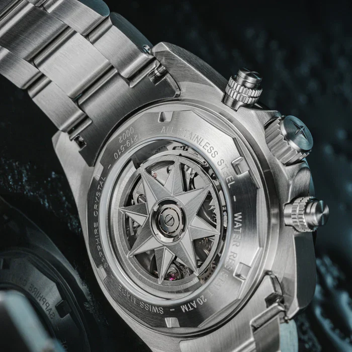 Davosa Watch Ternos Professional Chronograph Black Dial Tri Link Bracelet Watch - Image 8