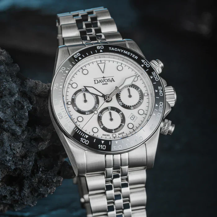Davosa Watch  Ternos Professional Chronograph White Dial Penta Link Bracelet Watch - Image 2