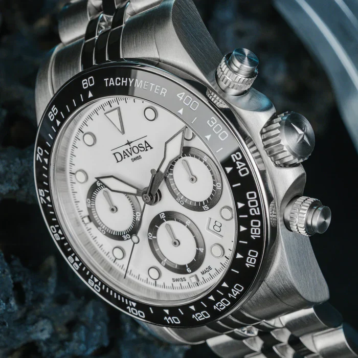 Davosa Watch  Ternos Professional Chronograph White Dial Penta Link Bracelet Watch - Image 4