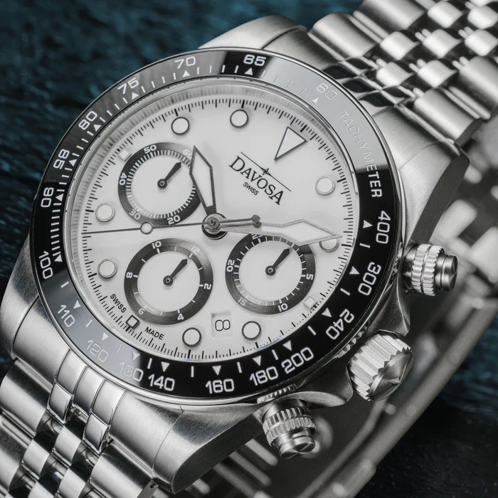 Davosa Watch  Ternos Professional Chronograph White Dial Penta Link Bracelet Watch - Image 5