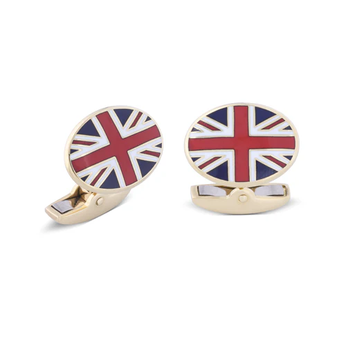 Deakin & Francis Cufflinks 18ct Yellow Gold Enamel Union Jack