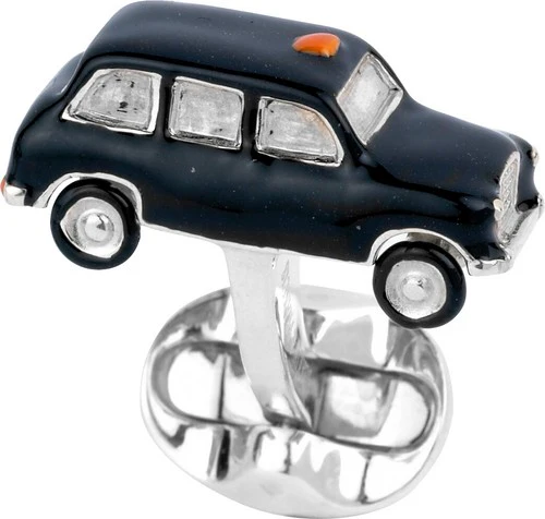 Deakin & Francis Cufflinks Sterling Silver Enamel Black Cab - Image 2