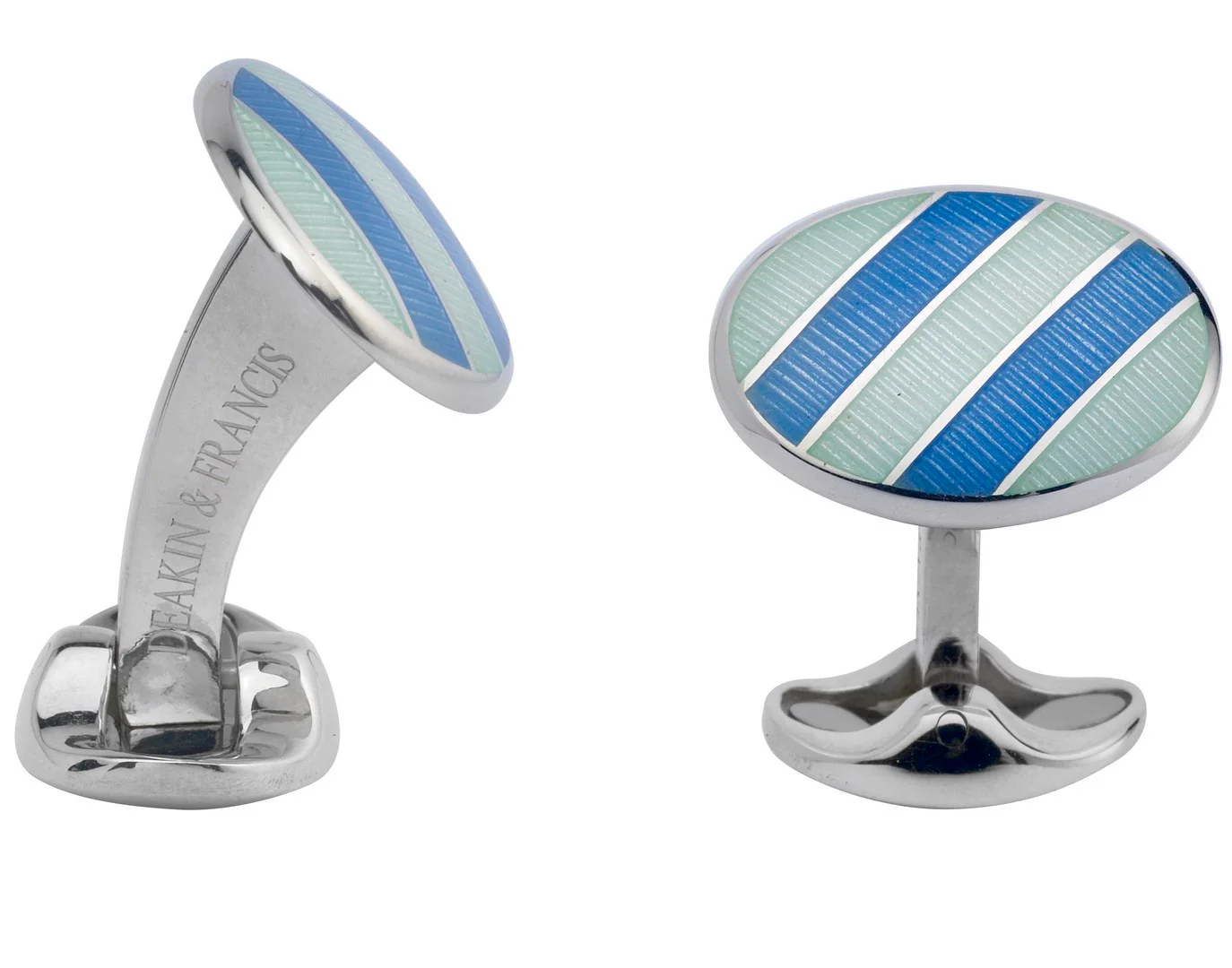 Deakin & Francis Cufflinks Sterling Silver Pale Silver Blue Sky Blue Enamel