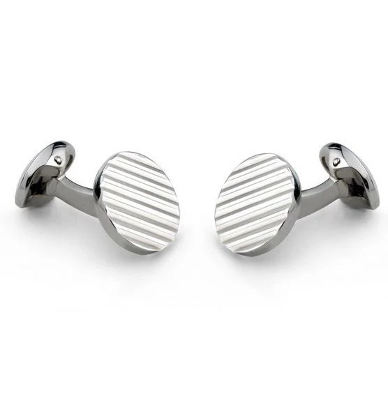 Deakin & Francis Cufflinks Sterling Silver Round Engine Turned Pattern