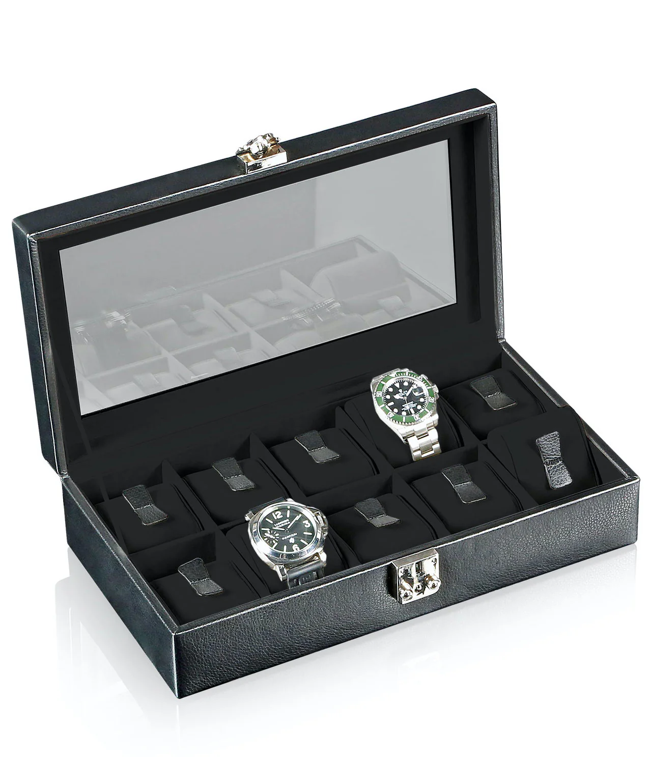 Designhuette Watch Box With Viewing Window Solid 10 Black