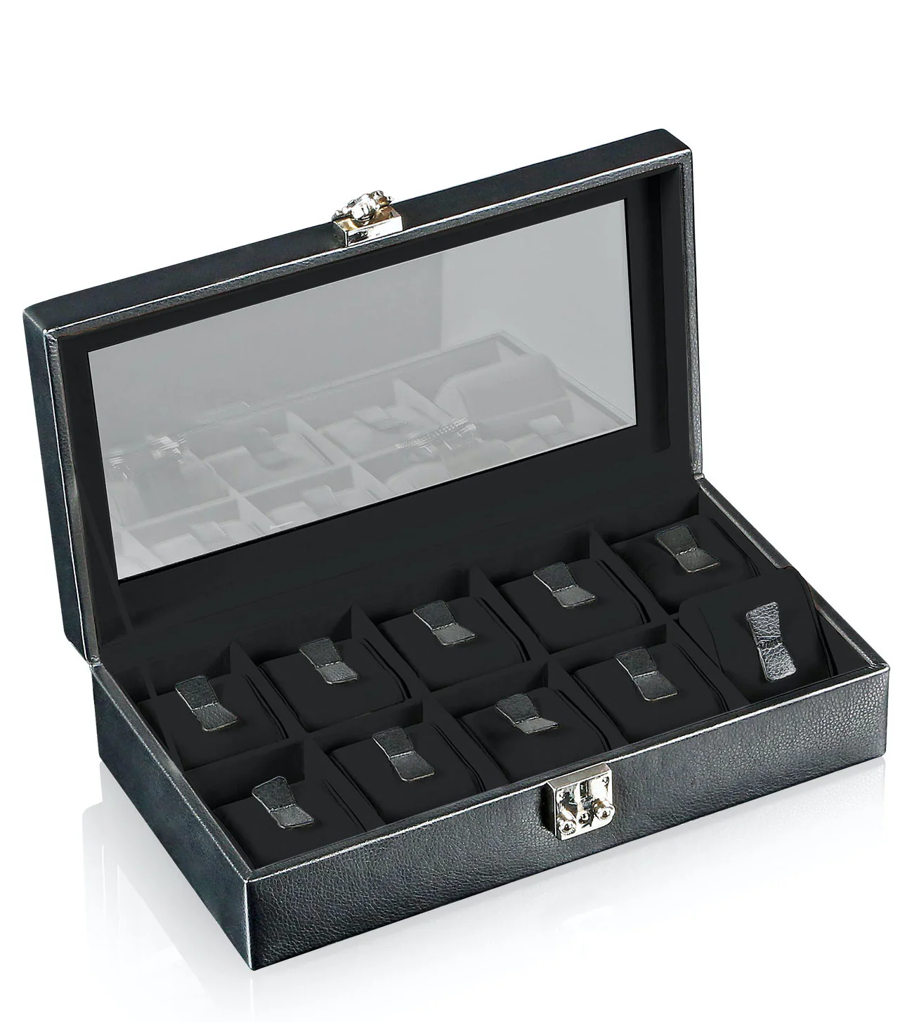 Designhuette Watch Box With Viewing Window Solid 10 Black - Image 3