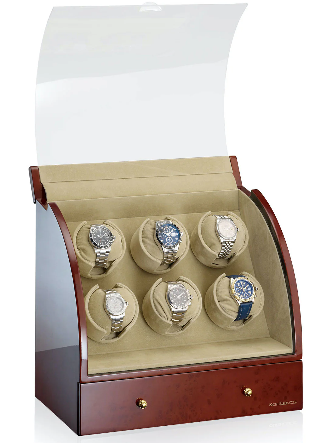 Designhuette Watch Winder Basel 6 Burlwood - Image 4
