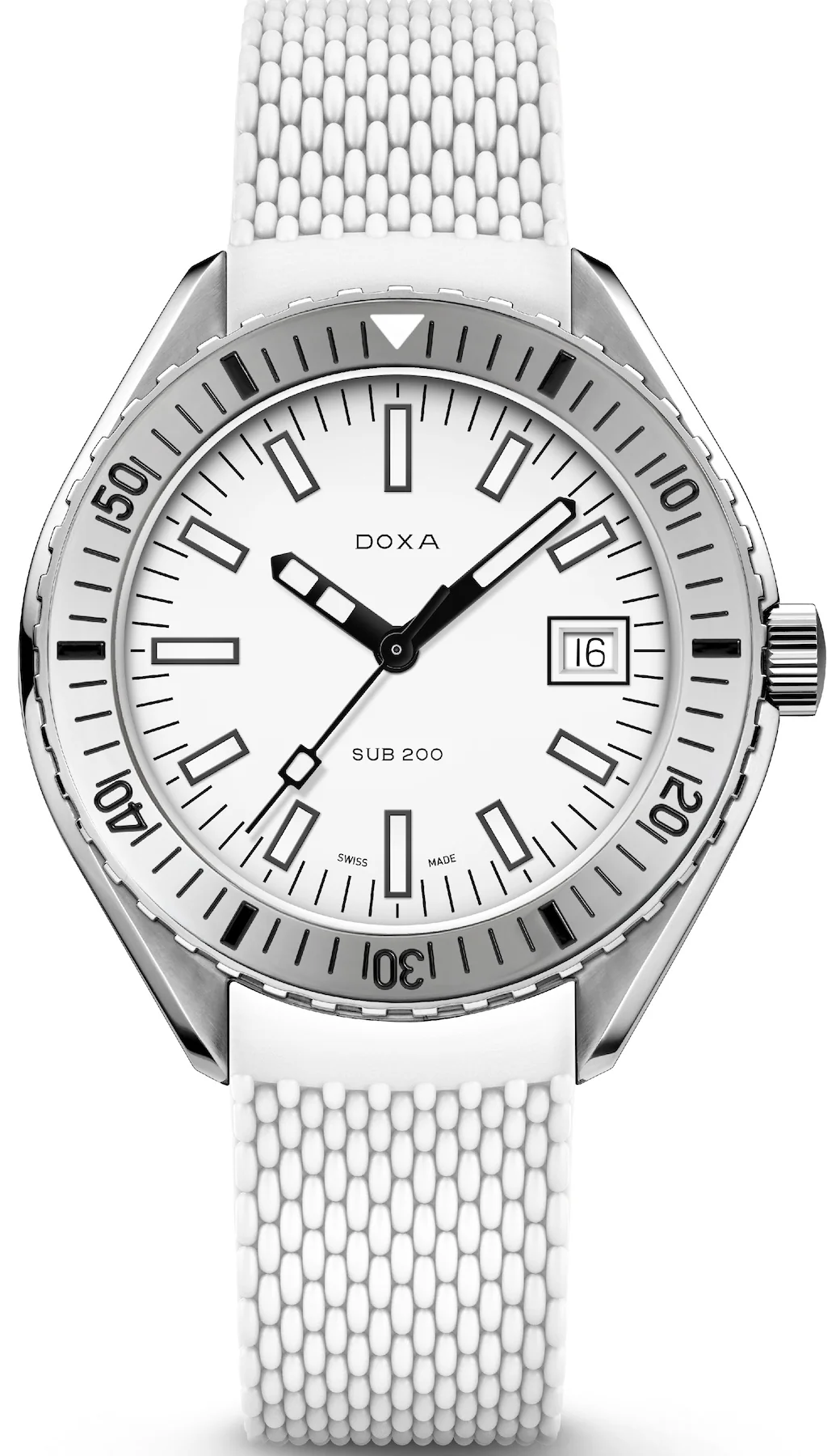 Doxa Sub 200 Whitepearl White Rubber Watch