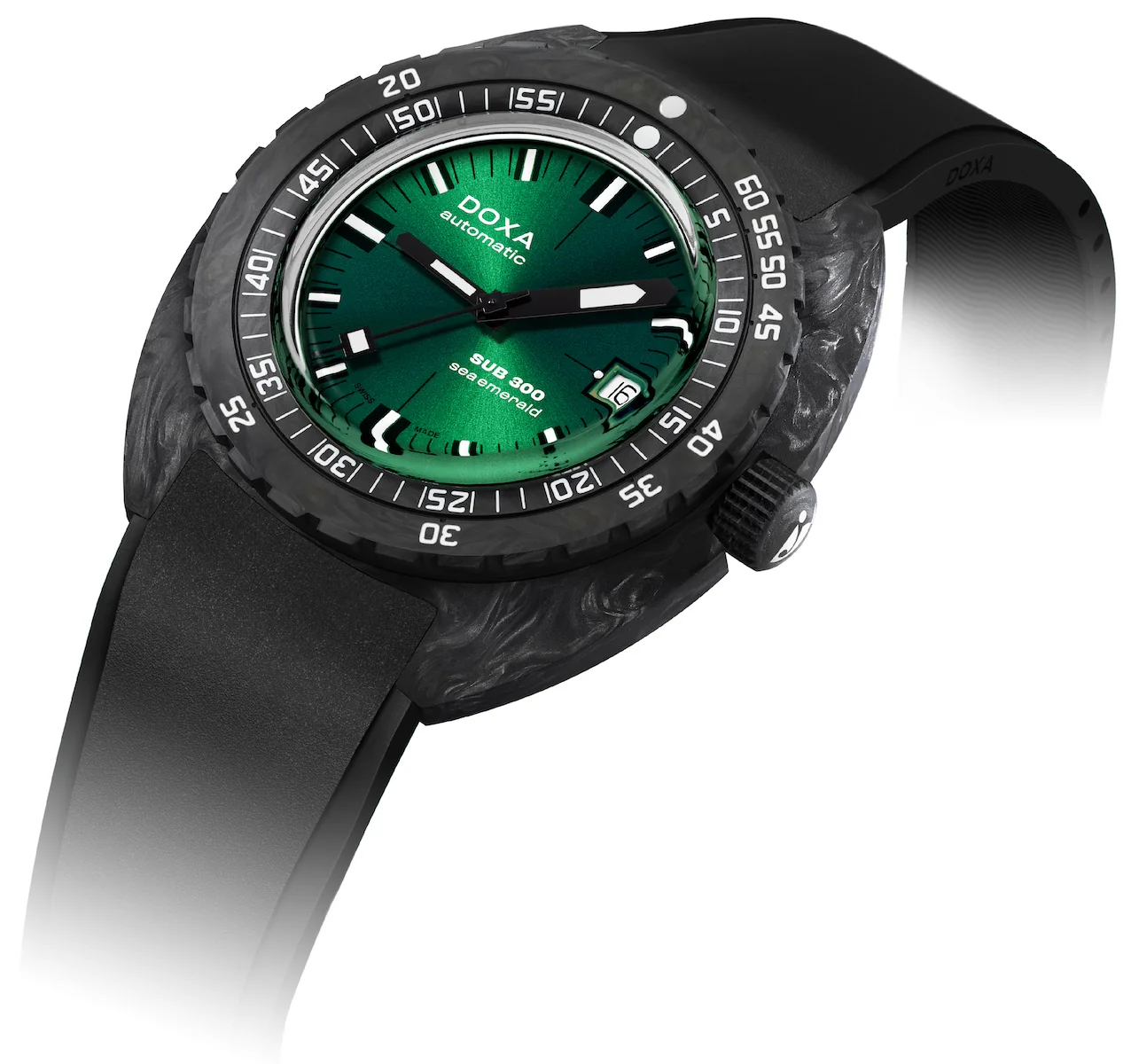 Doxa SUB 300 Carbon Sea Emerald Rubber Watch - Image 2