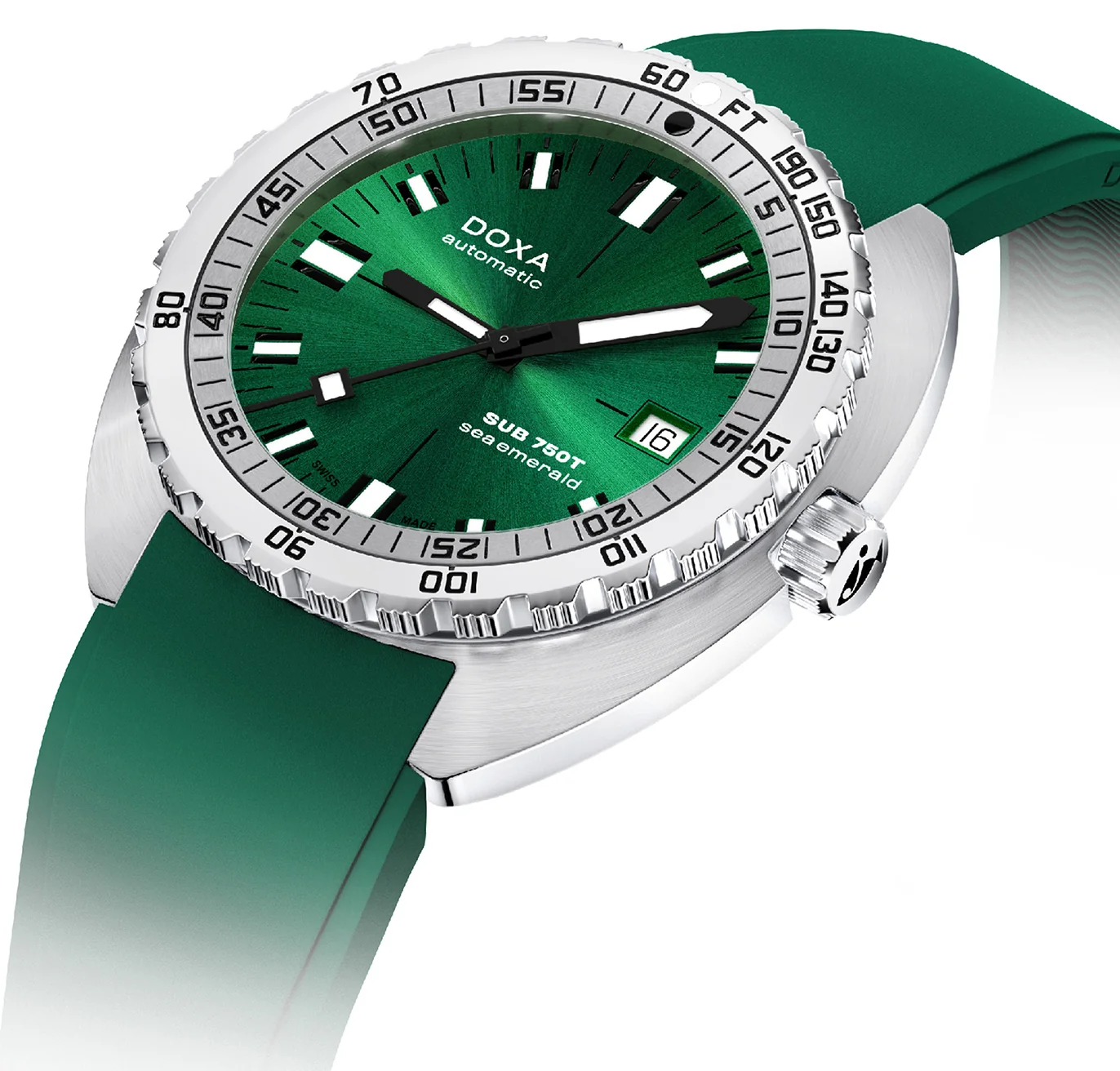 Doxa Sub 750T Sea Emerald Green Rubber Watch - Image 2