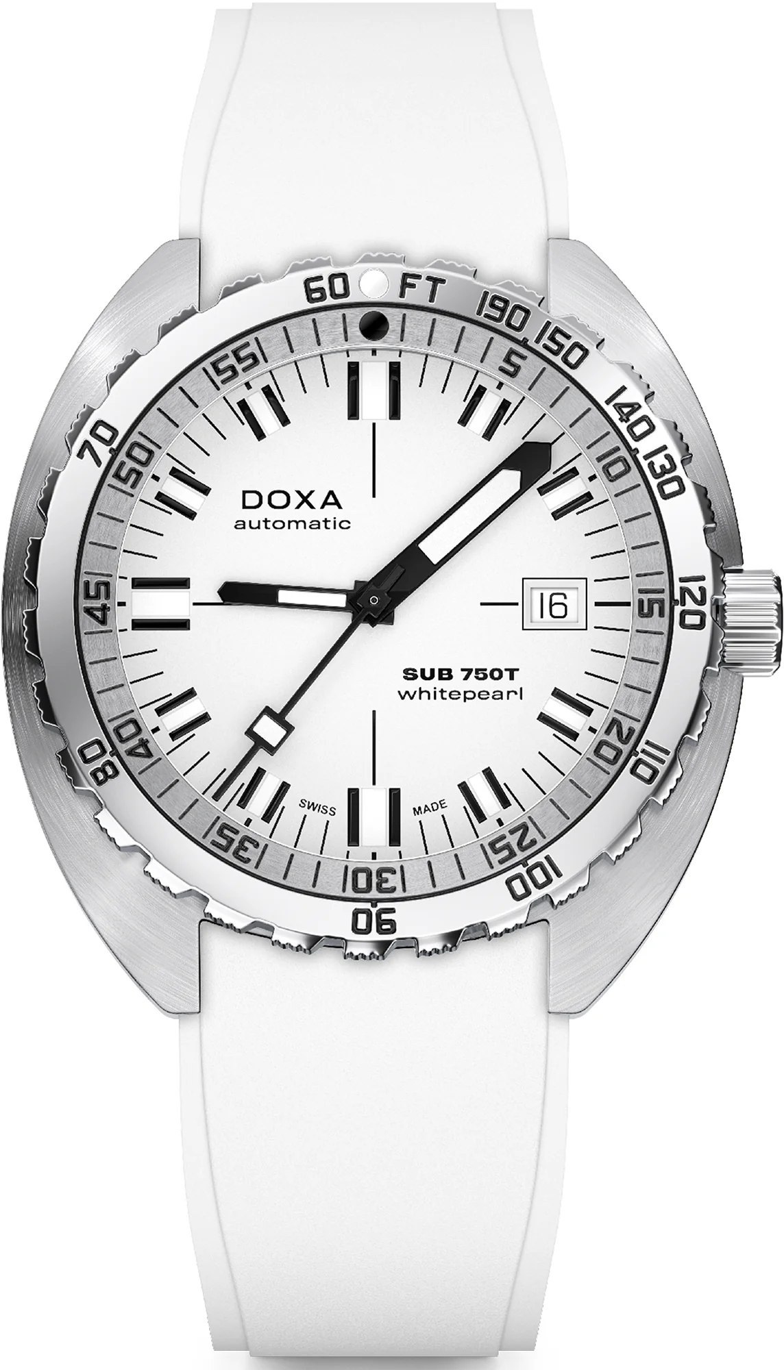 Doxa Sub 750T Whitepearl White Rubber Watch