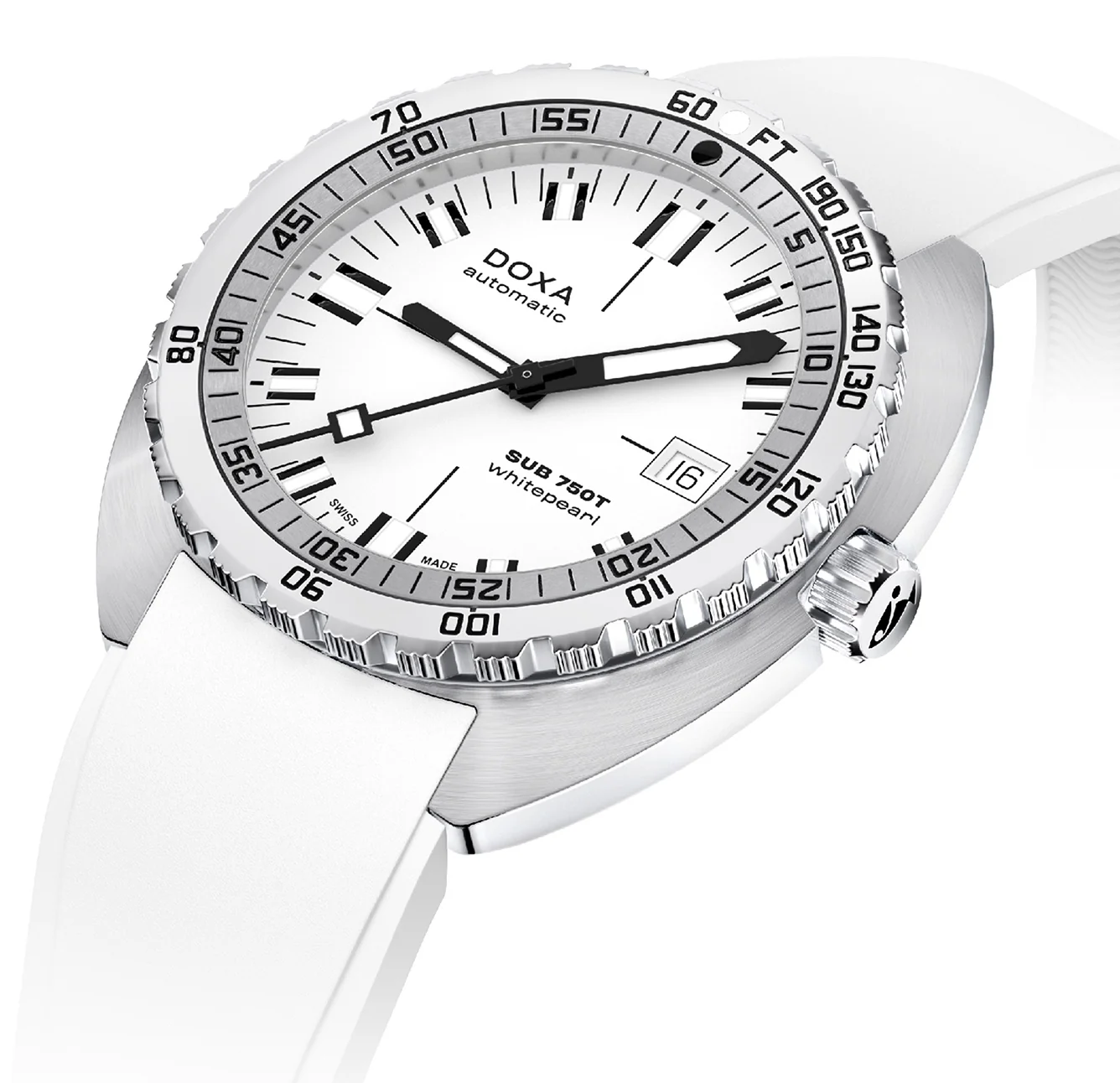 Doxa Sub 750T Whitepearl White Rubber Watch - Image 2