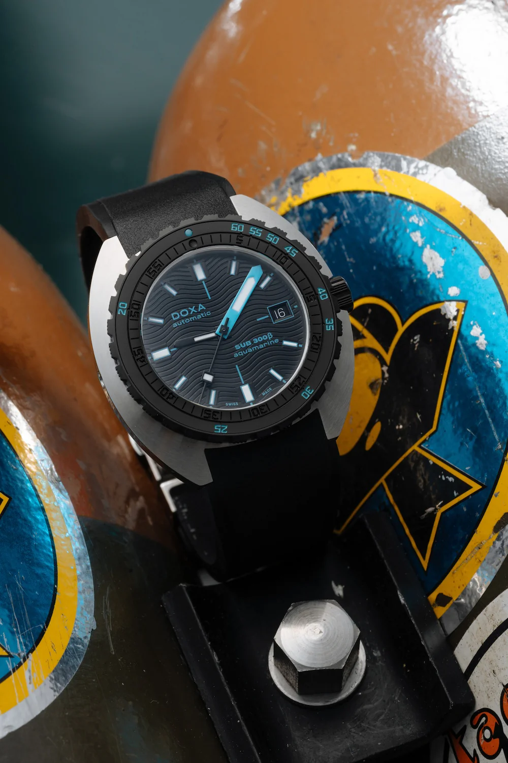 Doxa SUB 300 Beta Ceramic Steel Aquamarine Rubber Black Watch - Image 6