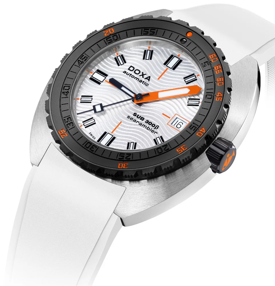 Doxa SUB 300 Beta Ceramic Steel Searambler Rubber White Watch - Image 2
