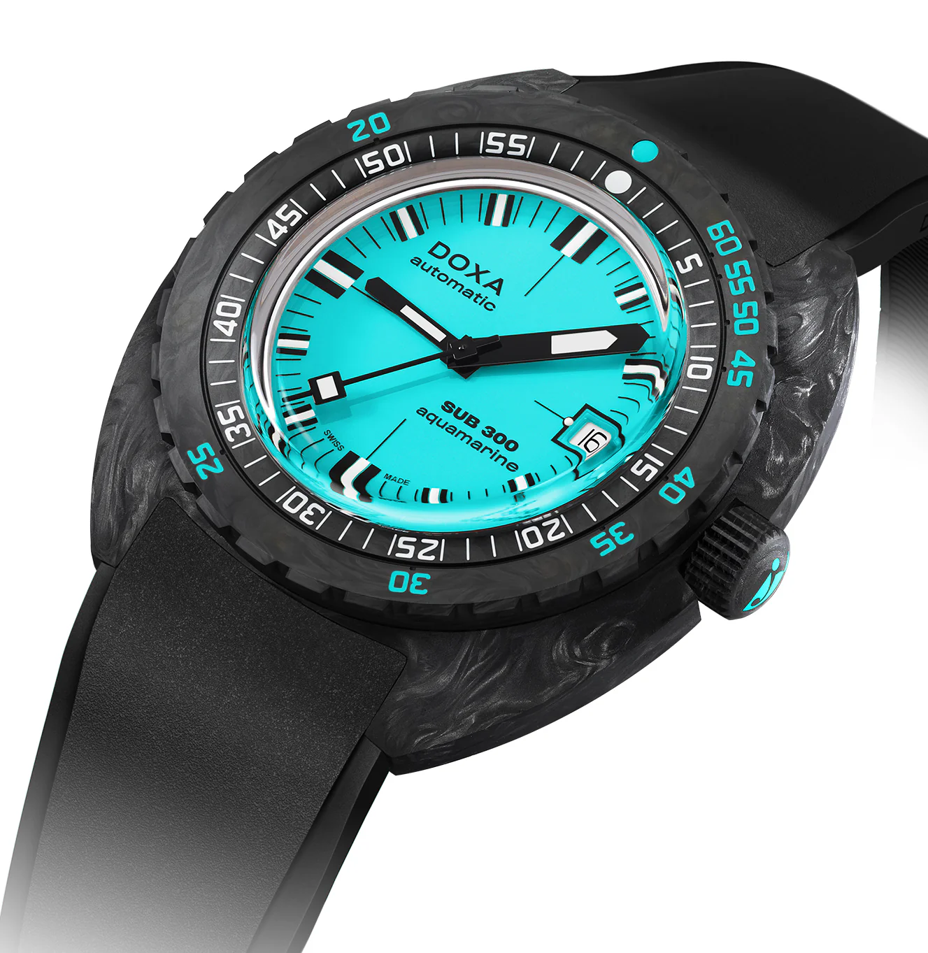 Doxa SUB 300 Carbon COSC Aquamarine Rubber Watch - Image 2