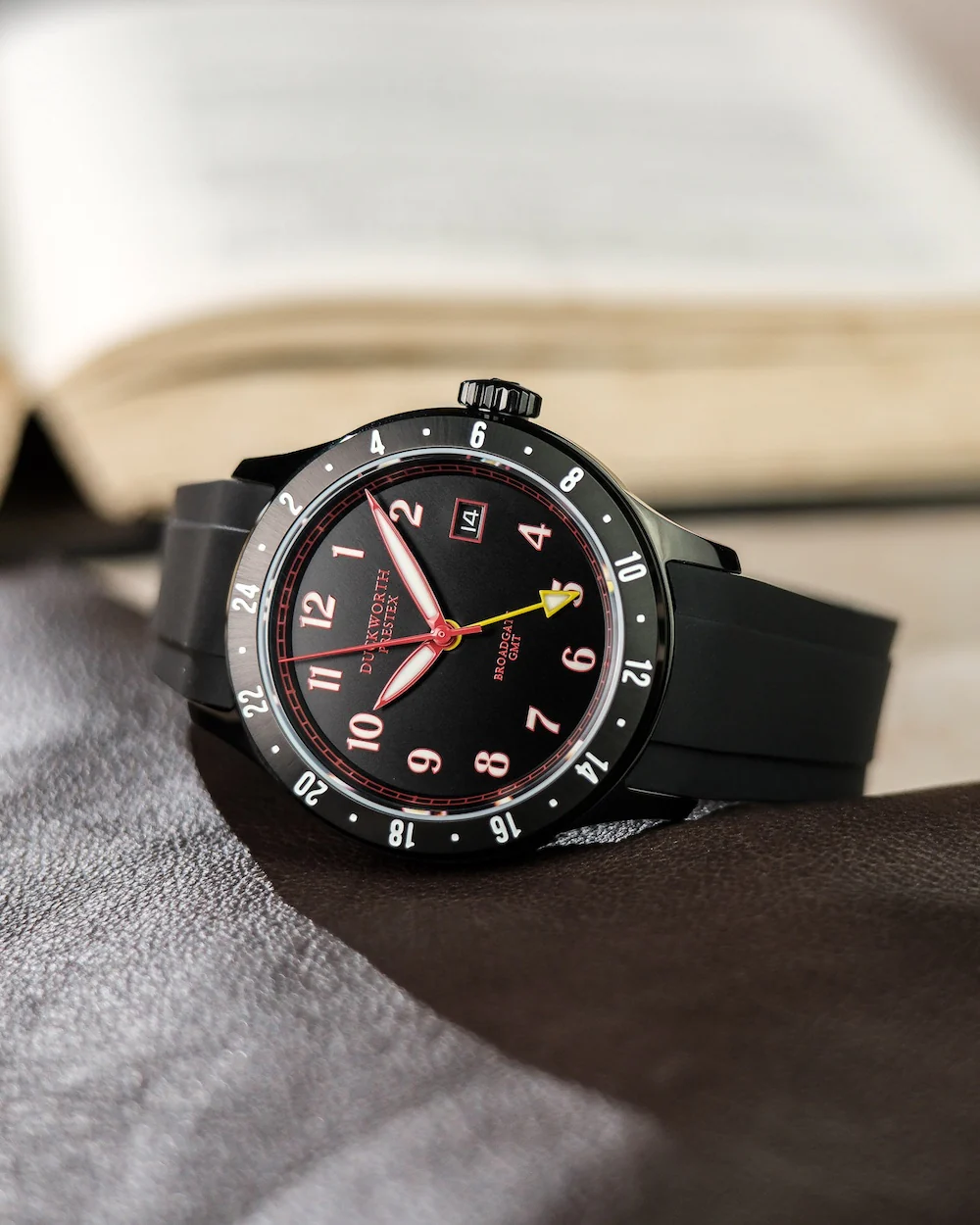 Duckworth Prestex Broadgate GMT Black PVD Black Rubber Watch - Image 2