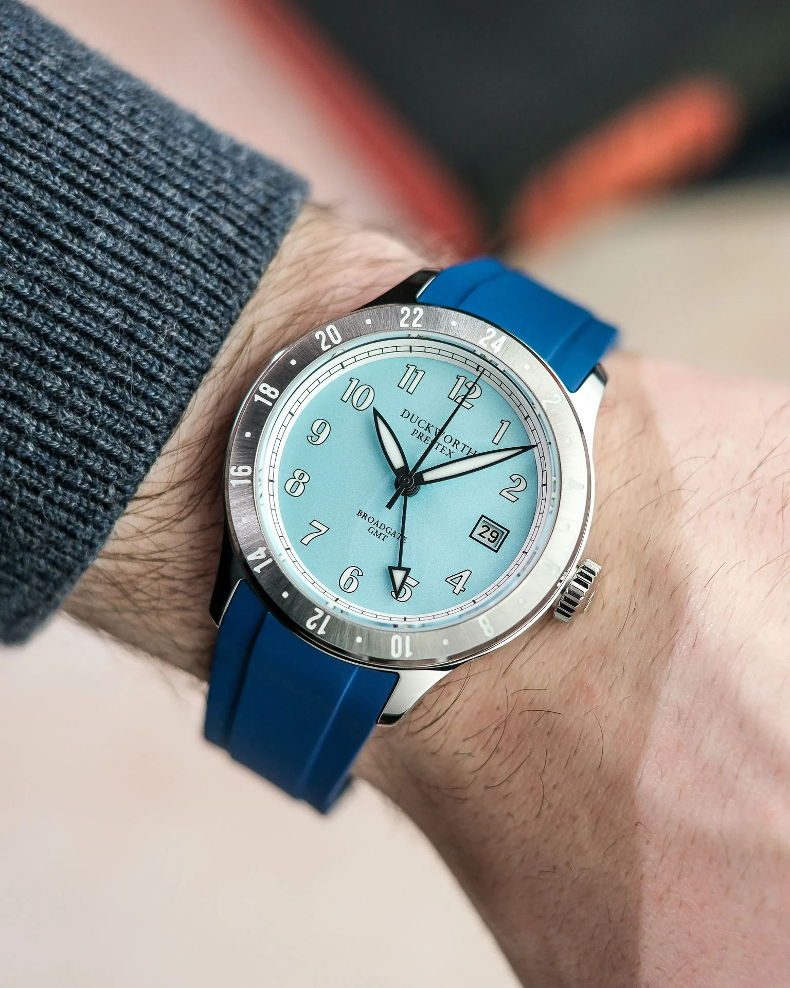 Duckworth Prestex Broadgate GMT Blue Blue Rubber Watch - Image 2