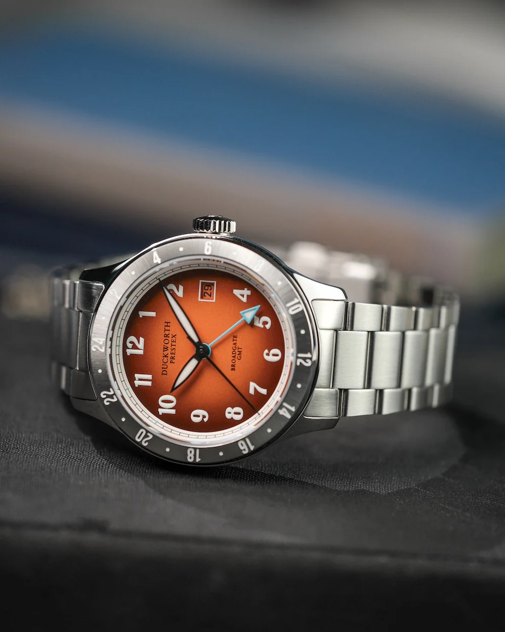 Duckworth Prestex Broadgate GMT Orange Bracelet Watch - Image 2