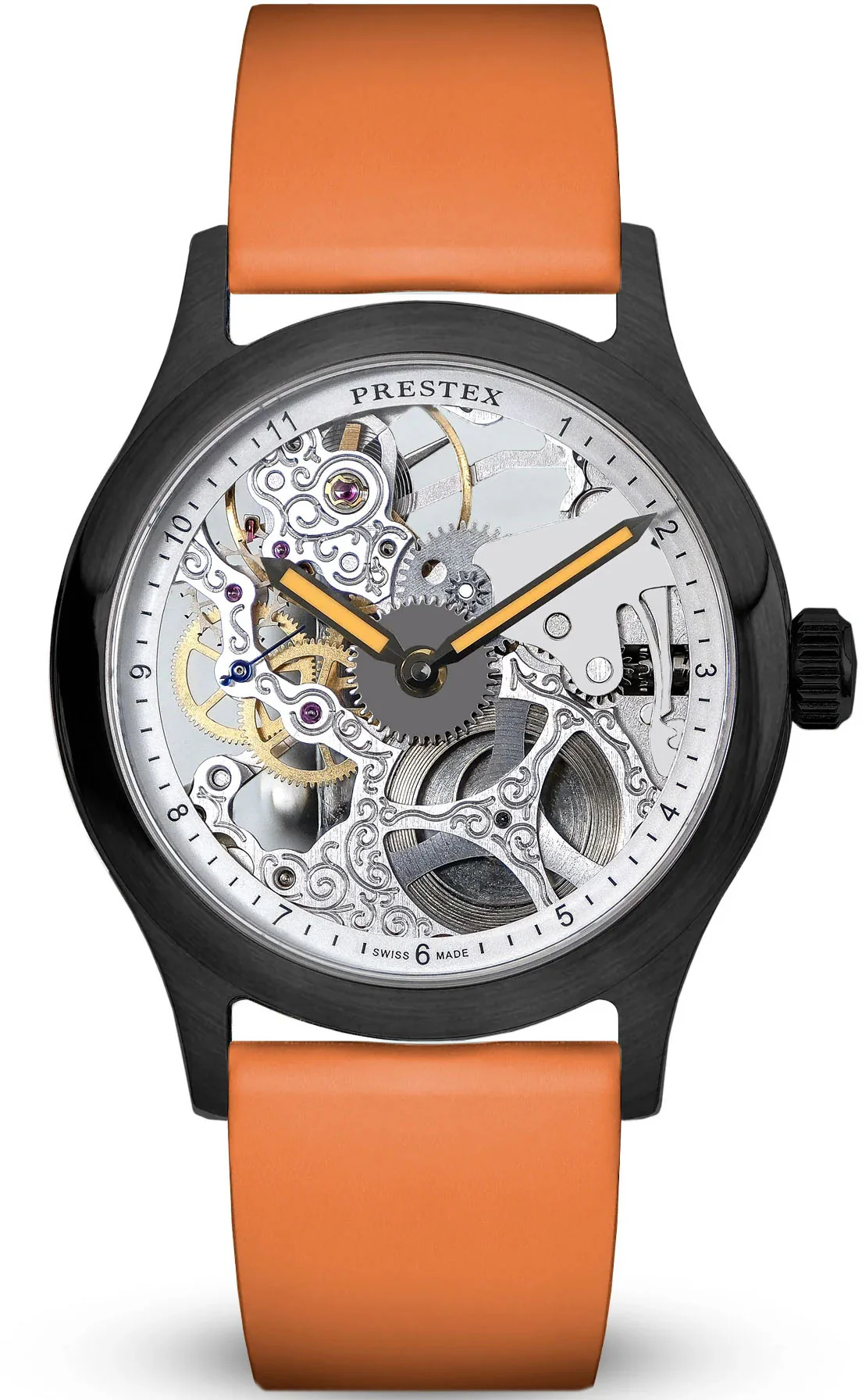 Duckworth Prestex Skeleton PVD Orange Hands Watch