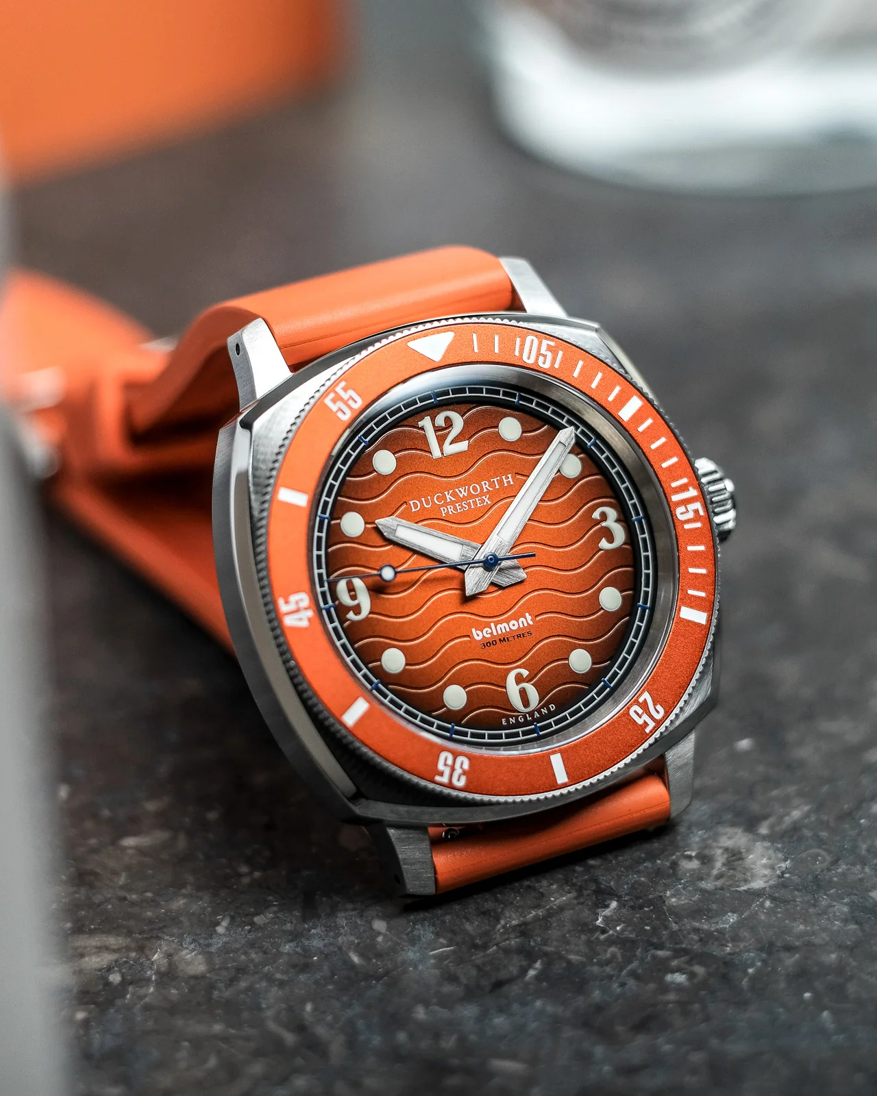 Duckworth Prestex Belmont Dive Orange Orange Rubber Watch - Image 4