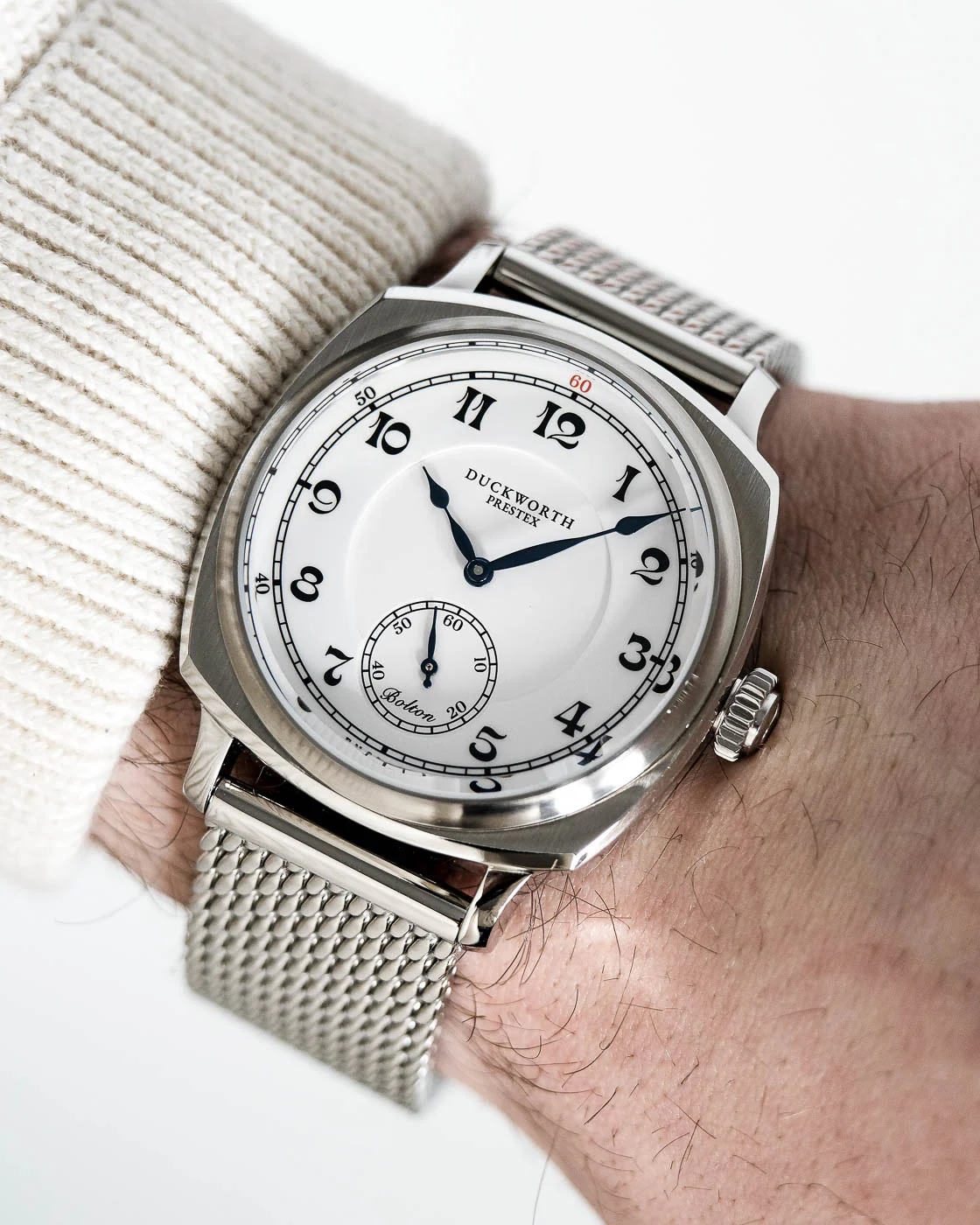 Duckworth Prestex Bolton Small Seconds White Mesh Bracelet Watch - Image 3