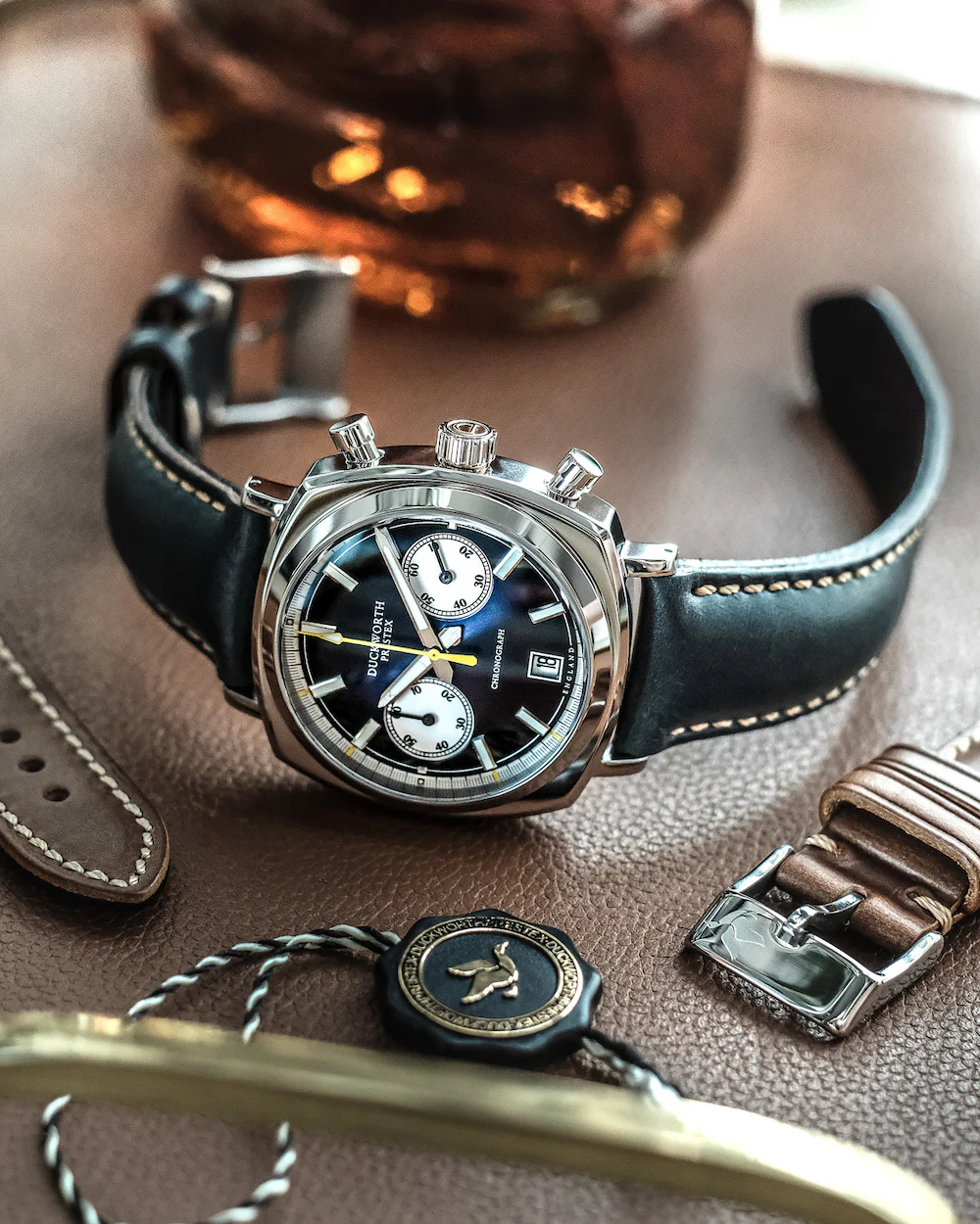 Duckworth Prestex Watch Chronograph 42 Blue Blue Leather - Image 2