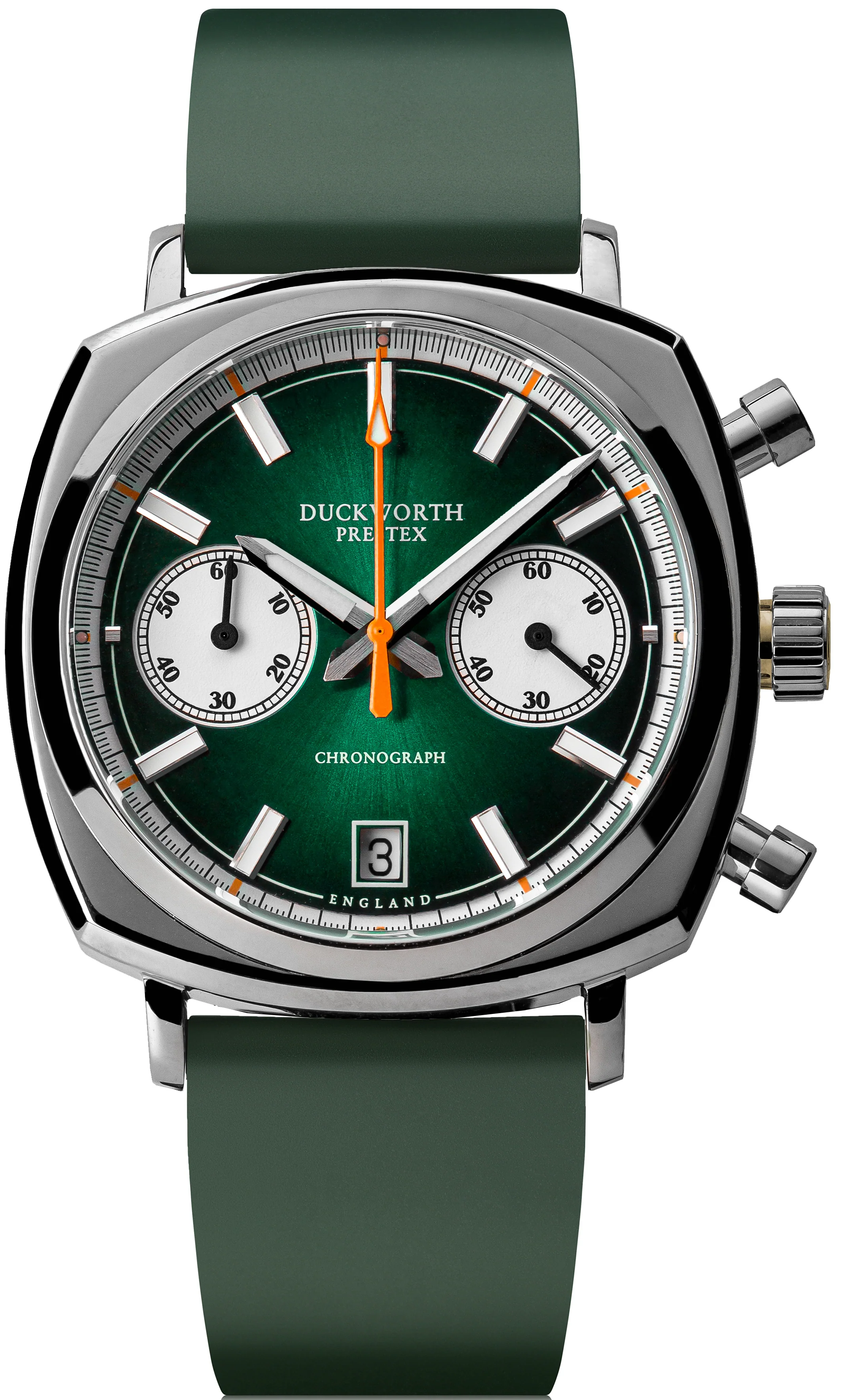 Duckworth Prestex Chronograph 42 Green Green Rubber Watch