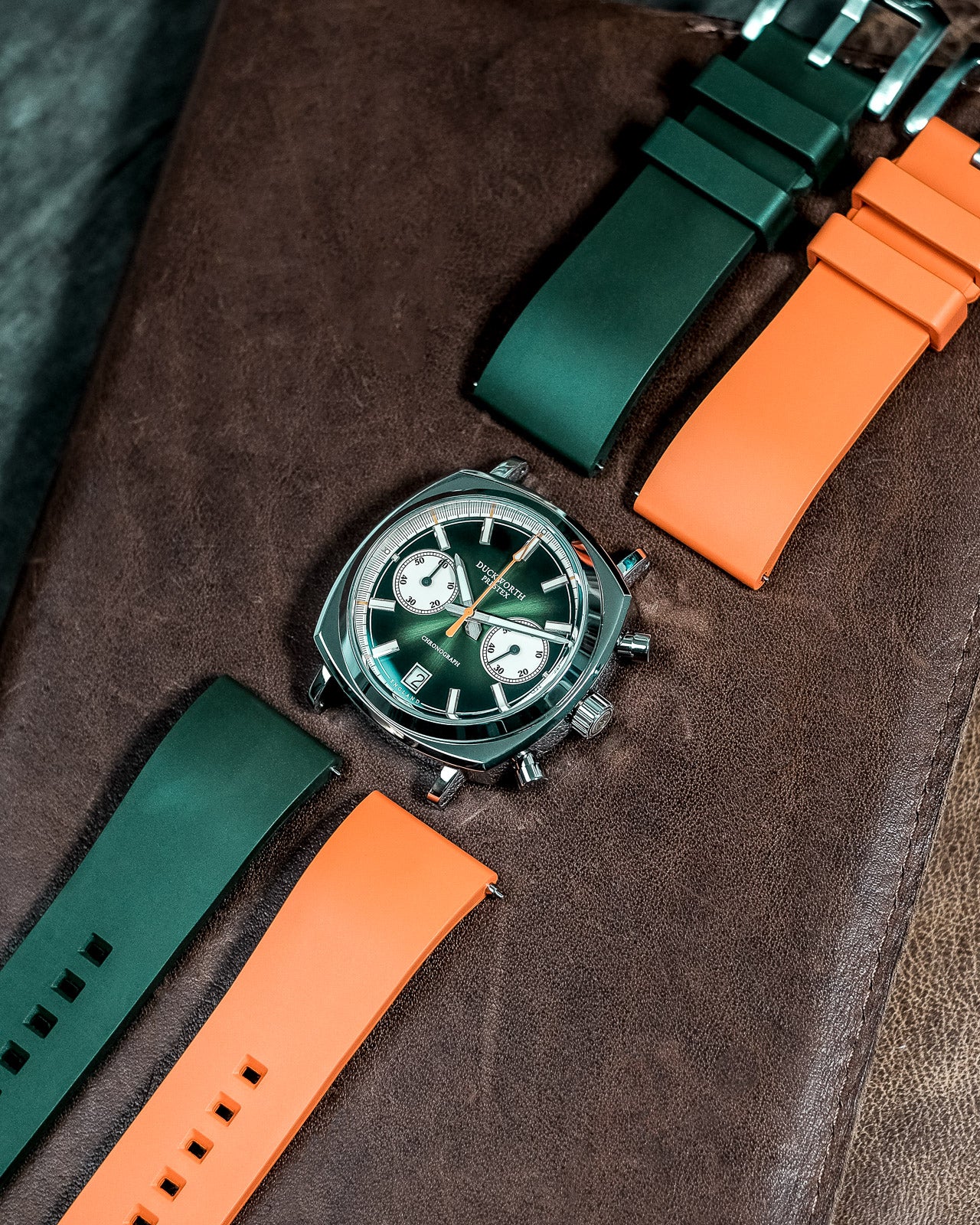Duckworth Prestex Chronograph 42 Green Green Rubber Watch - Image 8