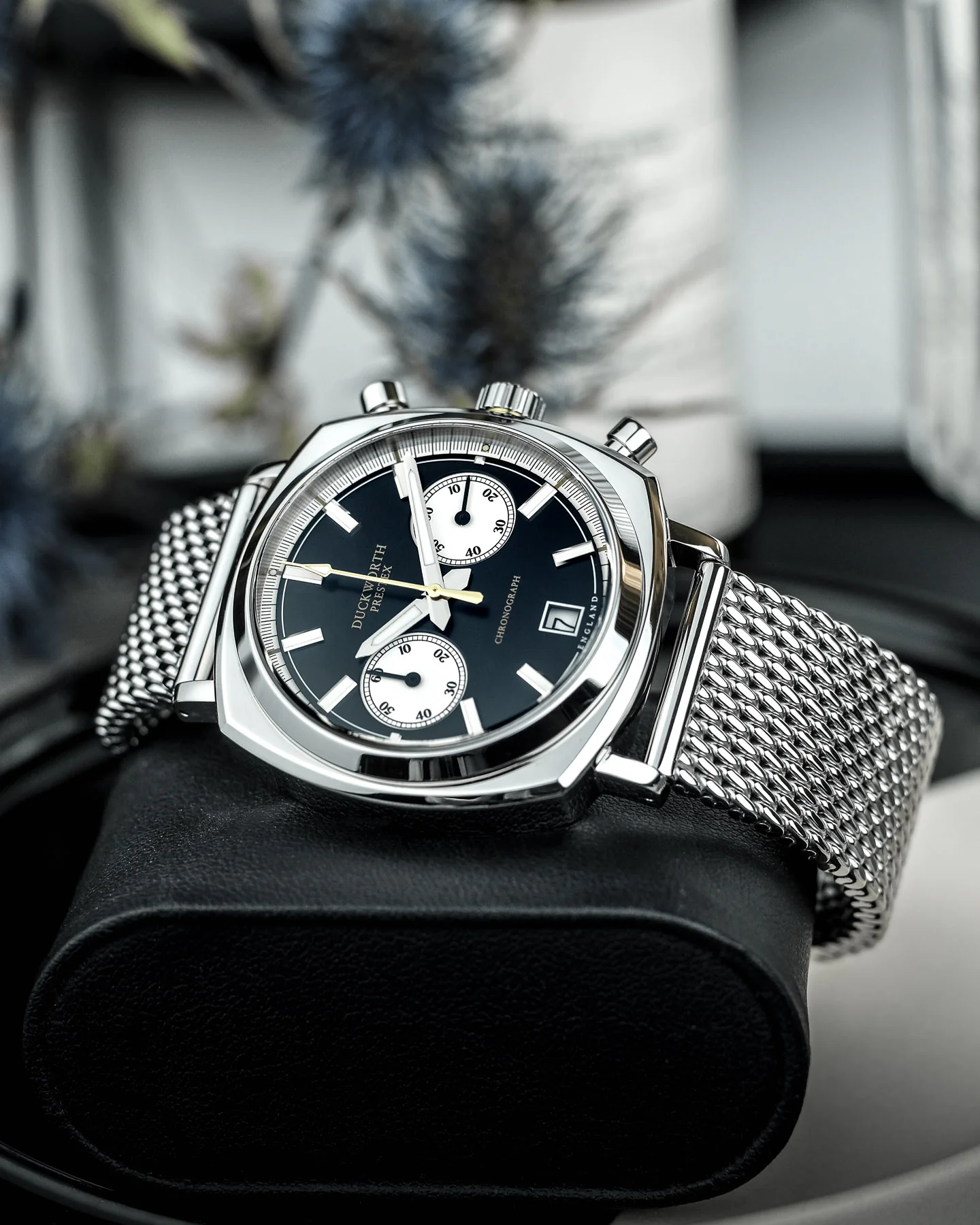 Duckworth Prestex 42 Black Sunburst Mesh Bracelet Watch - Image 4