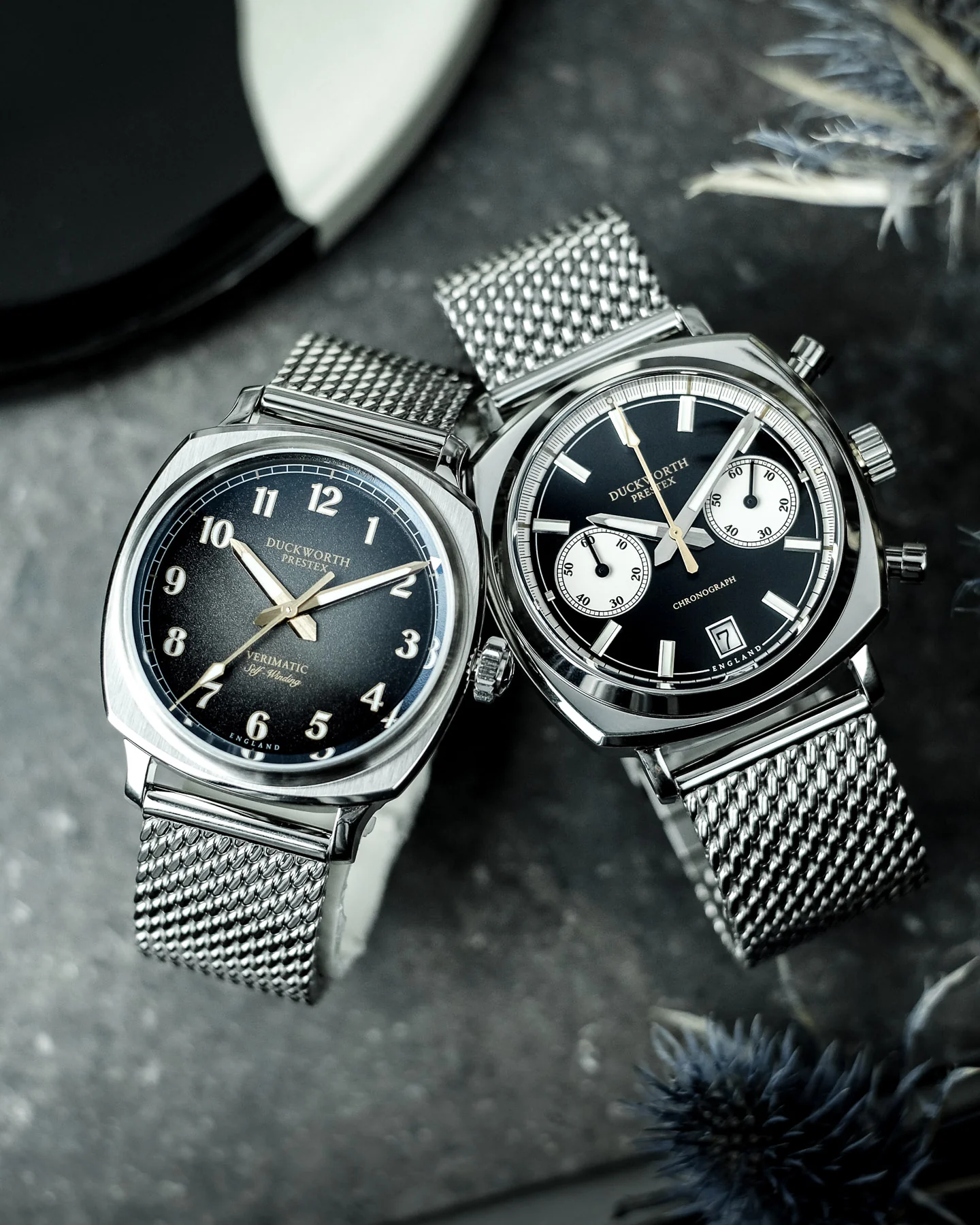 Duckworth Prestex 42 Black Sunburst Mesh Bracelet Watch - Image 6