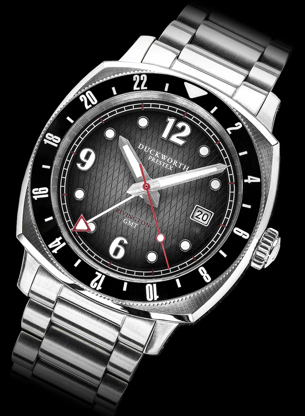 Duckworth Prestex Rivington GMT Black Grey Fume Steel Bracelet Watch - Image 7