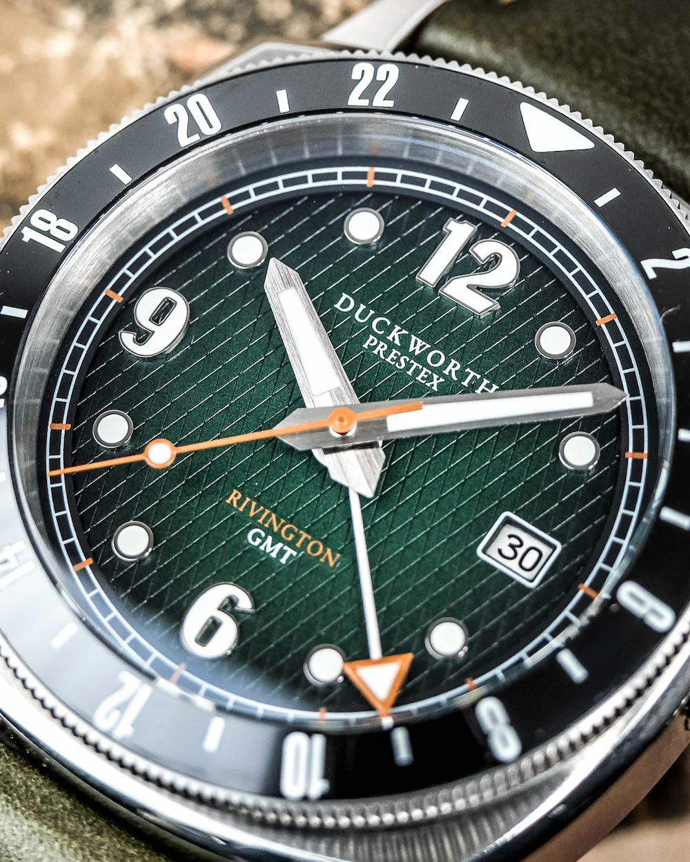 Duckworth Prestex Rivington GMT Green Fume Steel Bracelet Watch - Image 4
