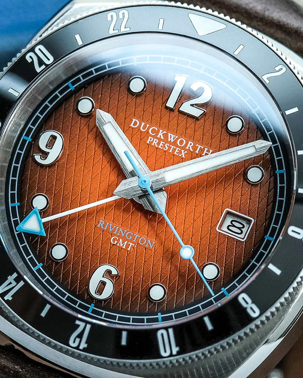 Duckworth Prestex Rivington GMT Orange Fume Steel Bracelet Watch - Image 3