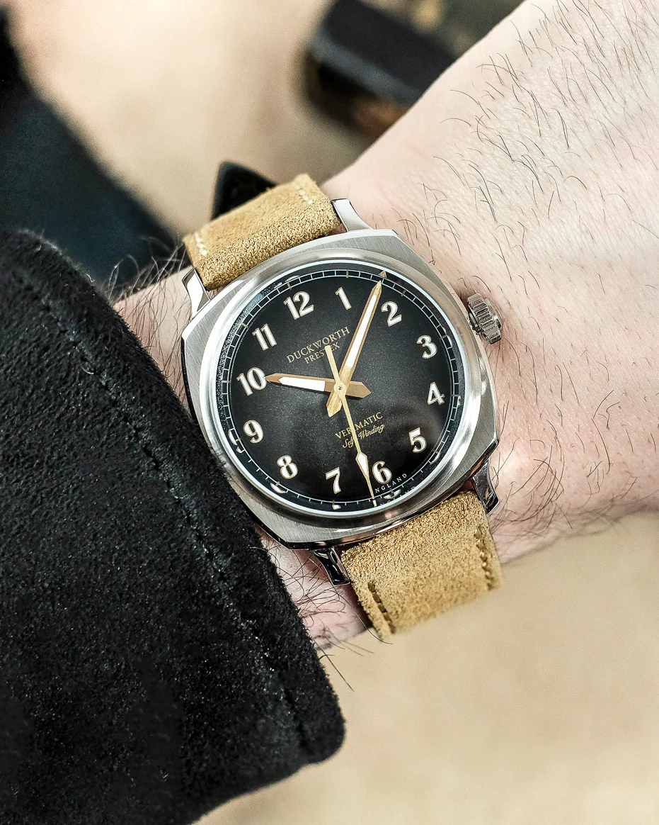 Duckworth Prestex Verimatic Black Fume Beige Suede Watch - Image 4