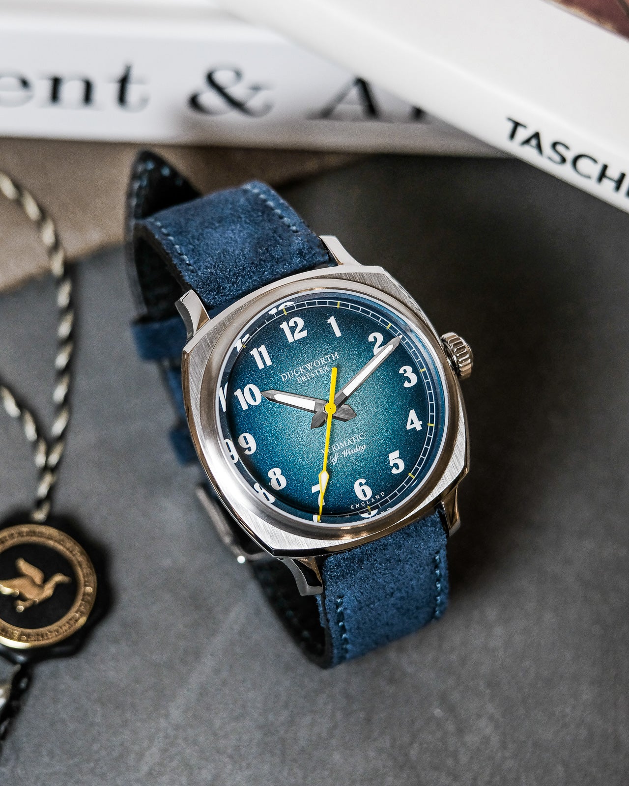 Duckworth Prestex Verimatic Blue Fume Blue Suede Watch - Image 5