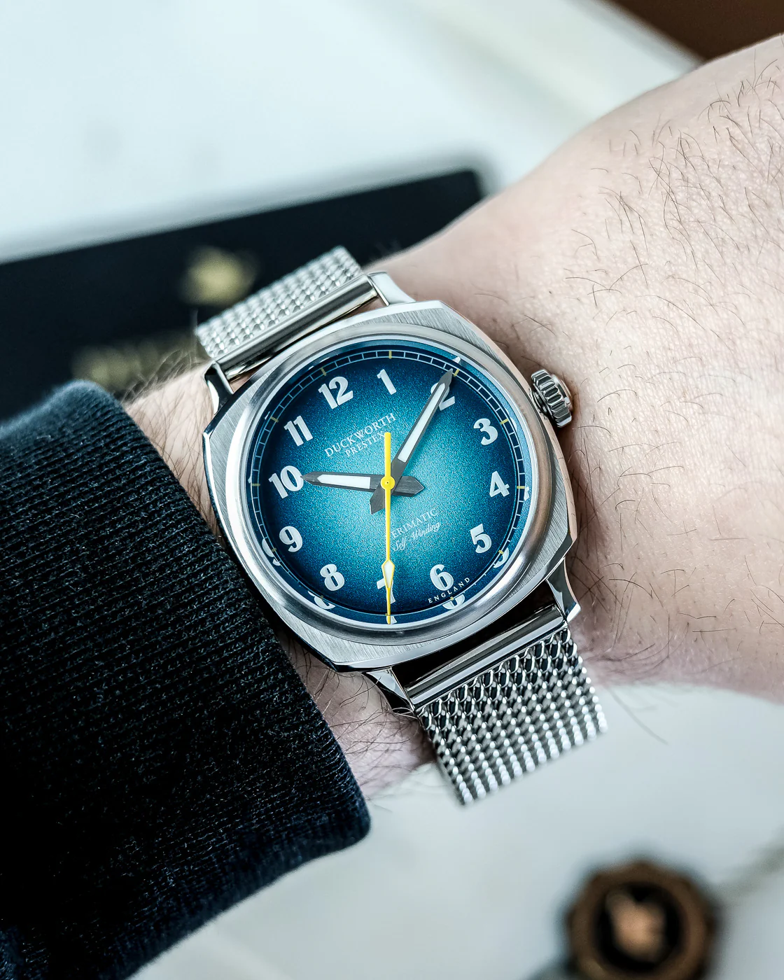 Duckworth Prestex Verimatic Blue Fume Mesh Bracelet Watch - Image 3