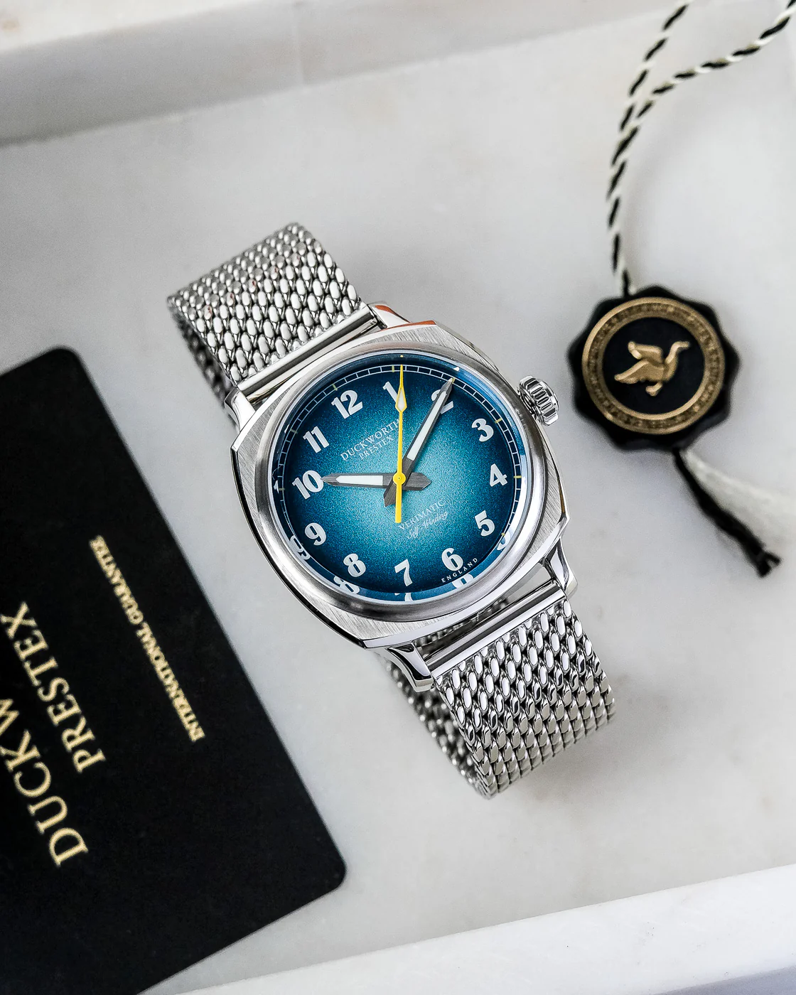 Duckworth Prestex Verimatic Blue Fume Mesh Bracelet Watch - Image 4