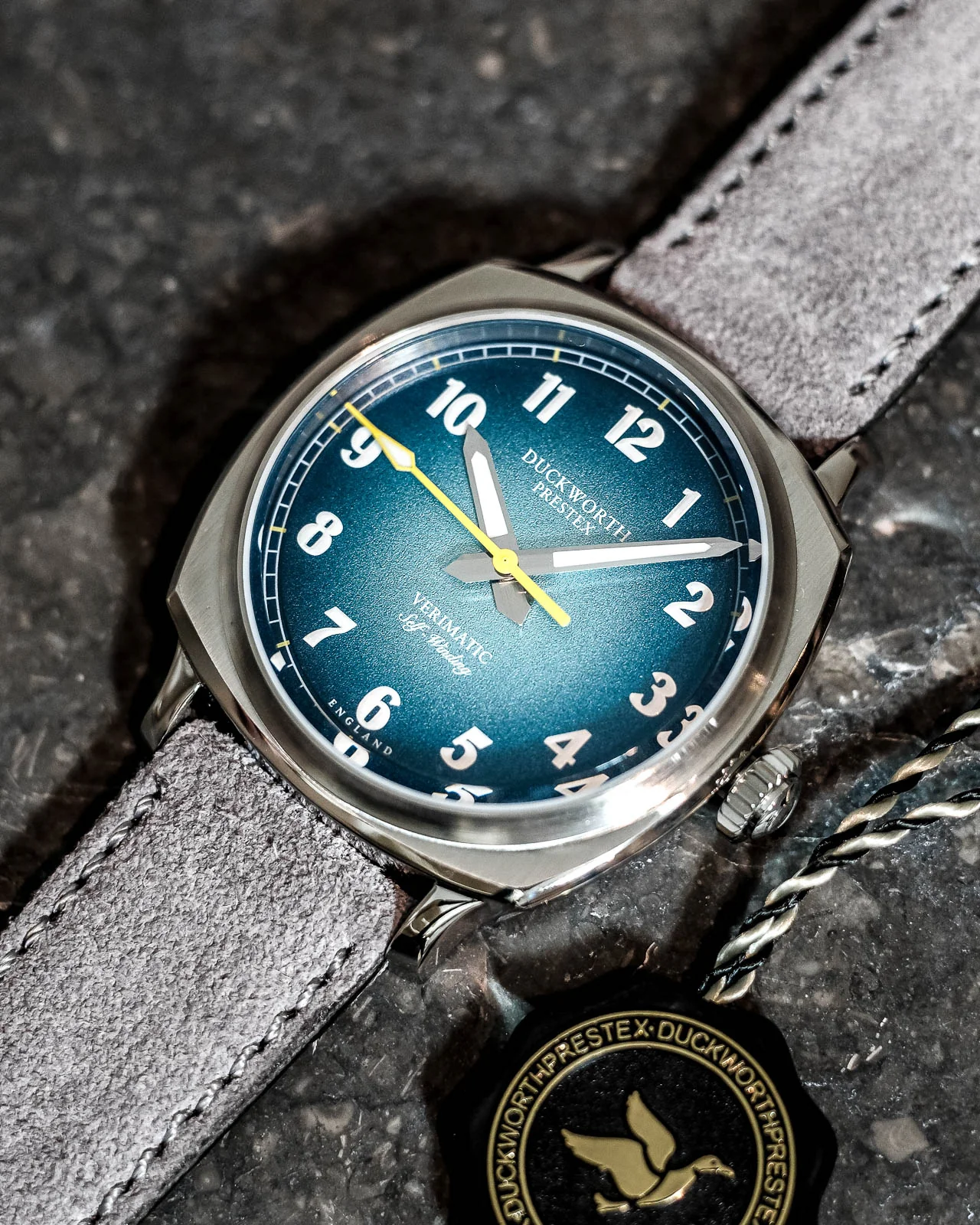 Duckworth Prestex Verimatic Blue Fume Grey Suede Watch - Image 3