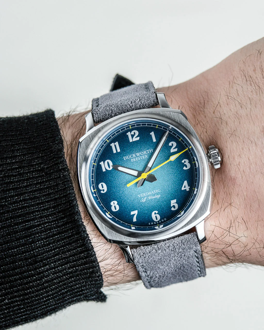Duckworth Prestex Verimatic Blue Fume Grey Suede Watch - Image 4