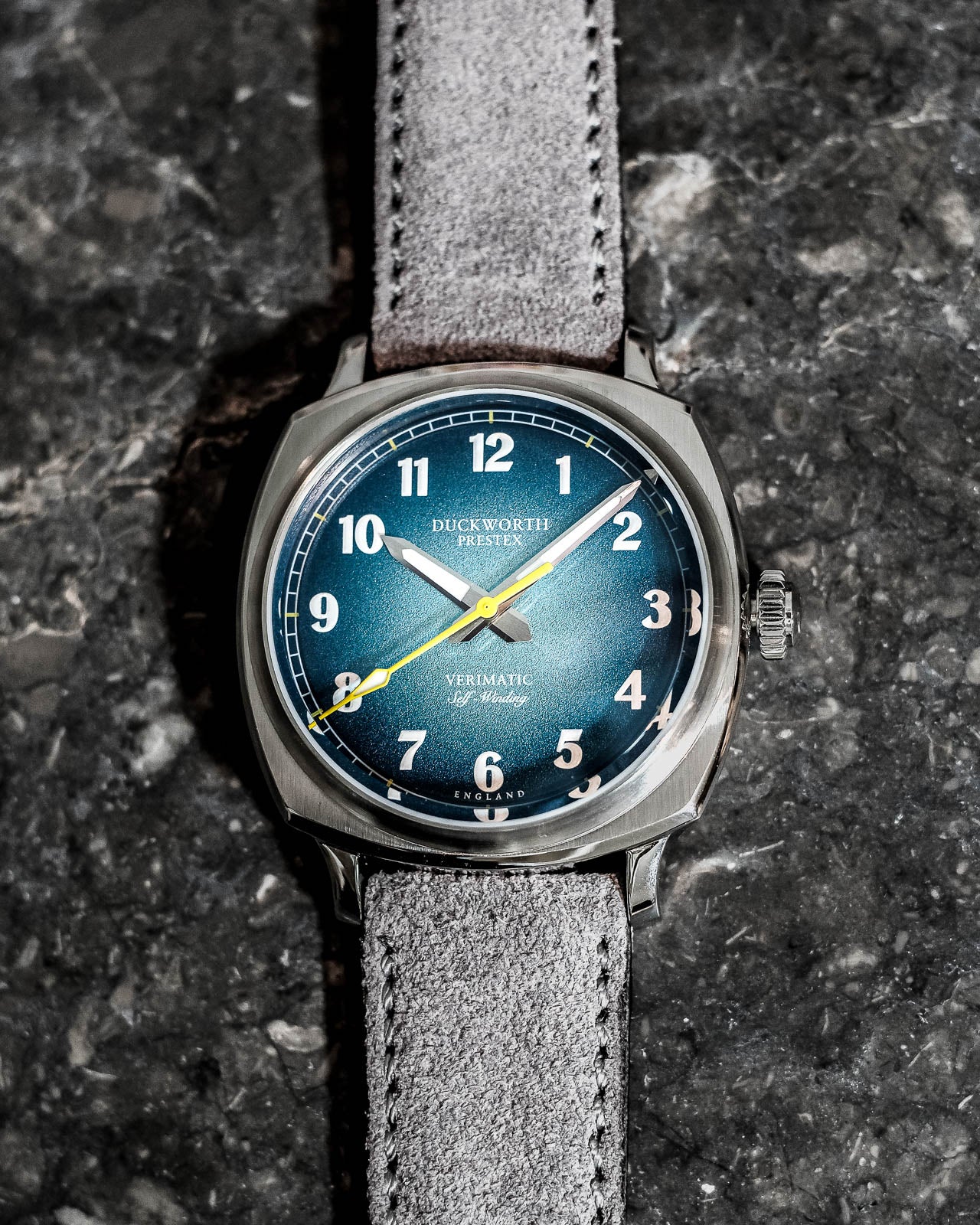 Duckworth Prestex Verimatic Blue Fume Grey Suede Watch - Image 5