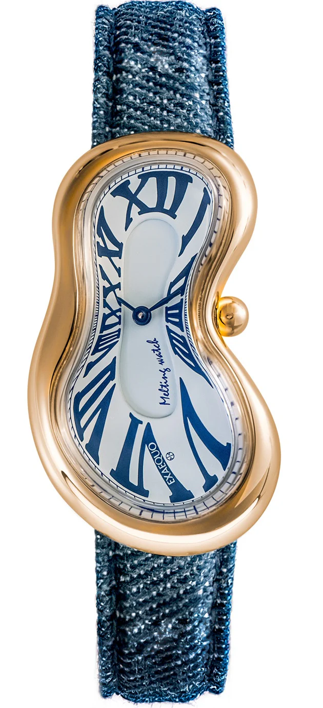 Exaequo Classic Melting PVD Yellow Gold White Denim Watch