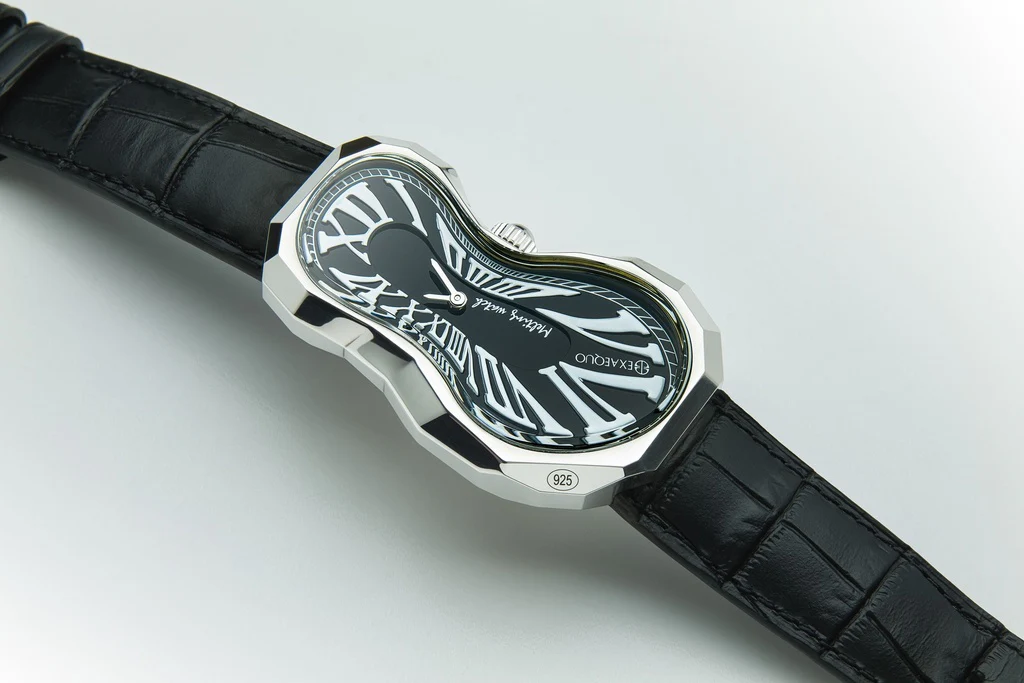 Exaequo Polyhedron 925 Silver Melting Black Dial Watch - Image 2