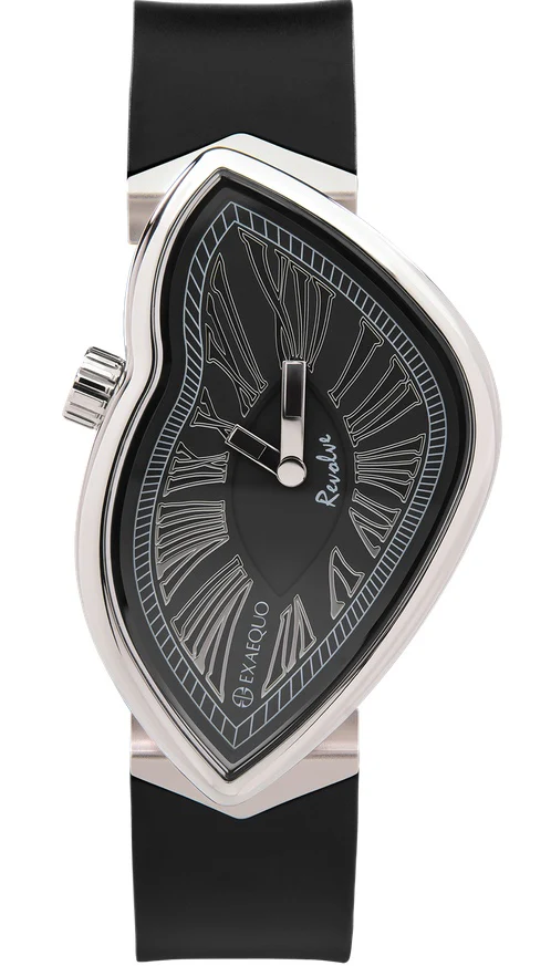 Exaequo Revolve Melting SS Black Dial Watch